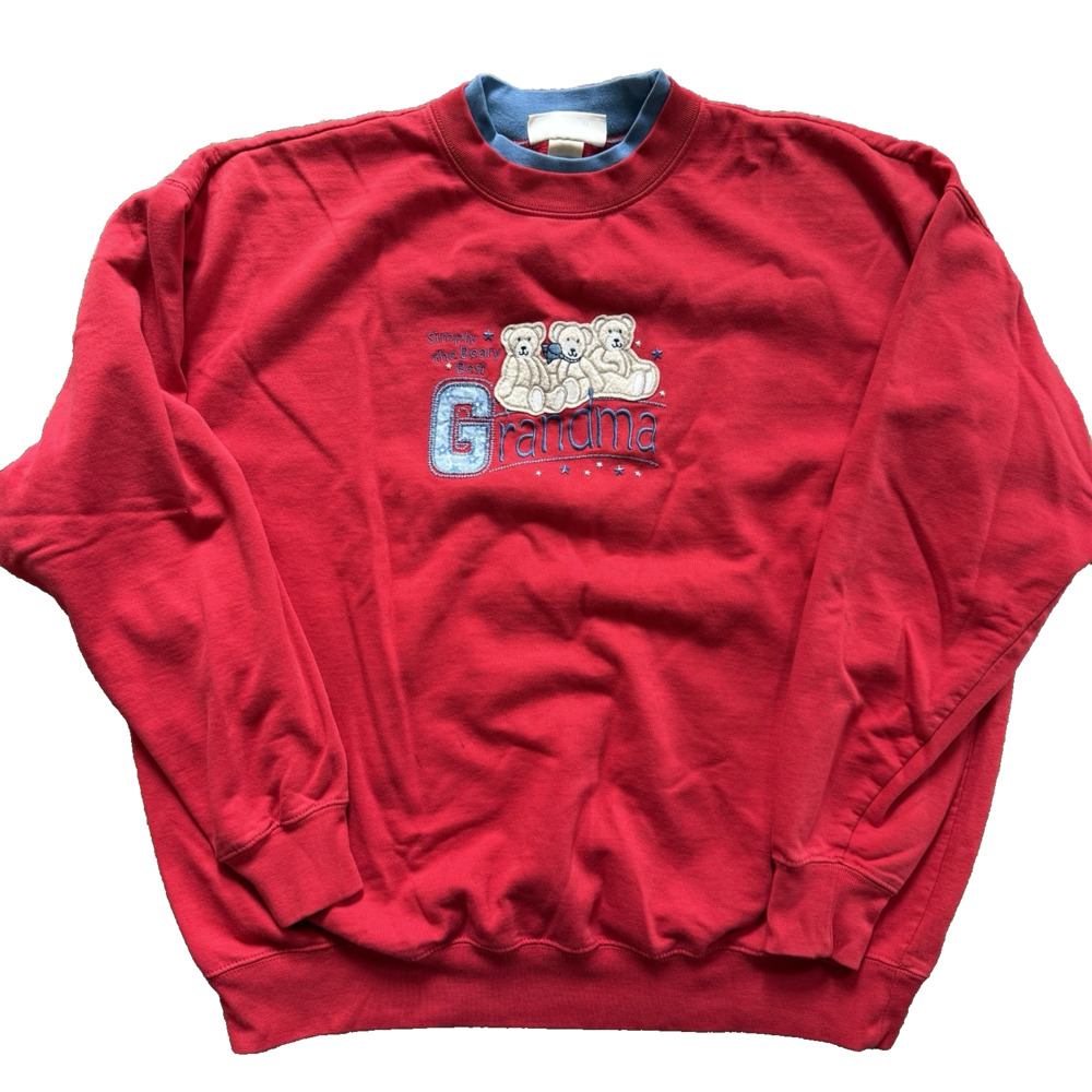 Vintage M&C Sportswear Grandma Sweatshirt XL Red Bear Simply The Beary Best